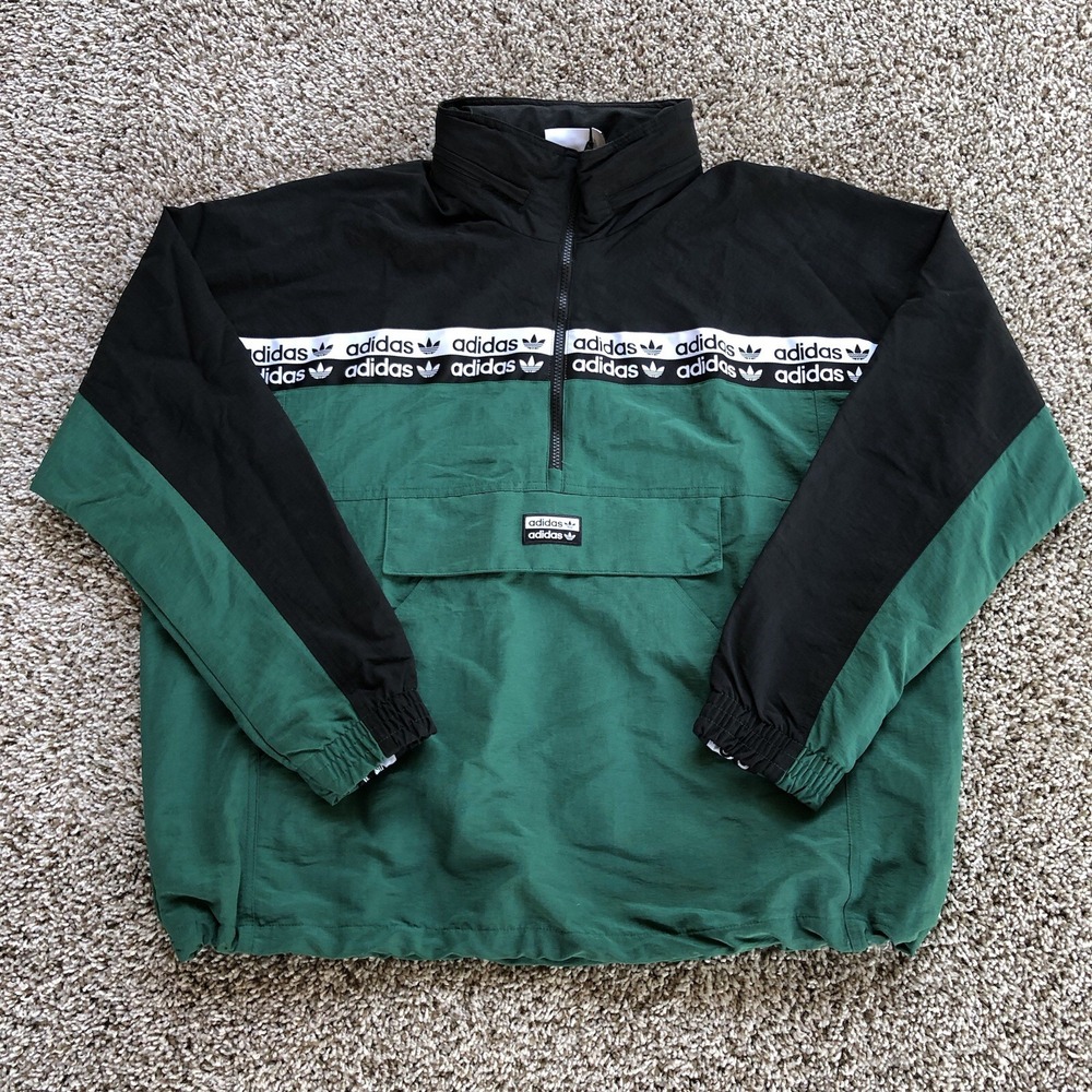 Adidas R.Y.V. Collegiate BLKD Retro Track Windbreaker Jacket Mens Medium Green